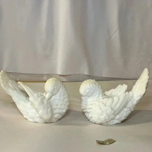Other - Set of 2 Vintage A Santini White Alabaster Marble Doves  Figurine Made in Italy